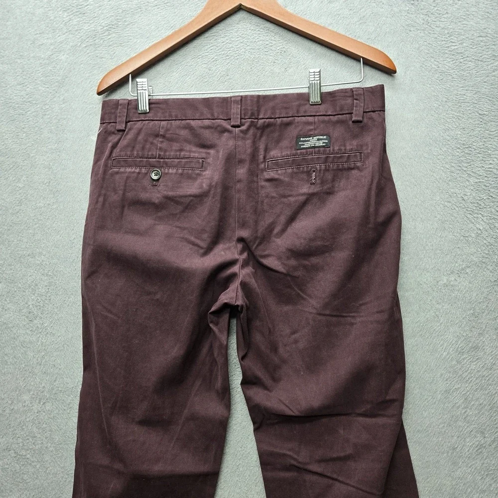 Banana Republic Men Pants 31X30 Burgundy Chino Twill Aiden‎ Button 28